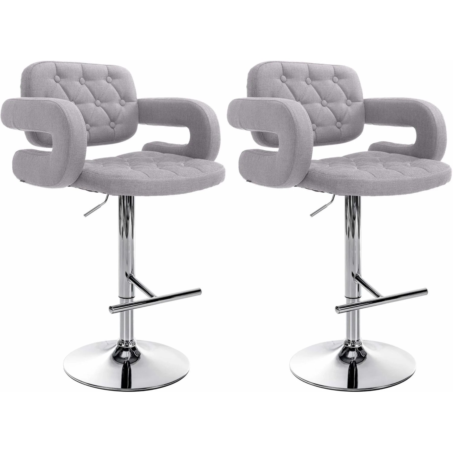 CLP 2er Set Barhocker Dublin Stoff Grau
