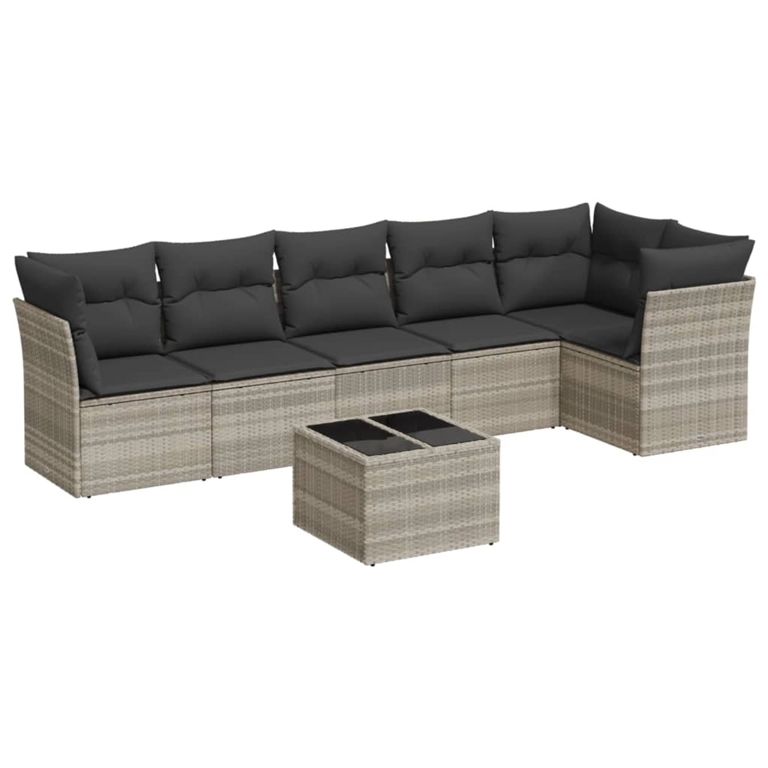 vidaXL 7-Tlg Garten-Sofagarnitur mit Kissen Hellgrau Poly Rattan 3249511 günstig online kaufen