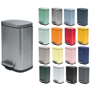 Spirella Treteimer Akira, 5 l, gebürstet, aus Metall, mit Pedal und verschiedenen Farbvarianten.