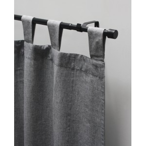 Gardinia Gardinenstangen-Set Kos, ausziehbar, 120-210 cm, schwarz-matt, mit grauer Schlaufengardine.