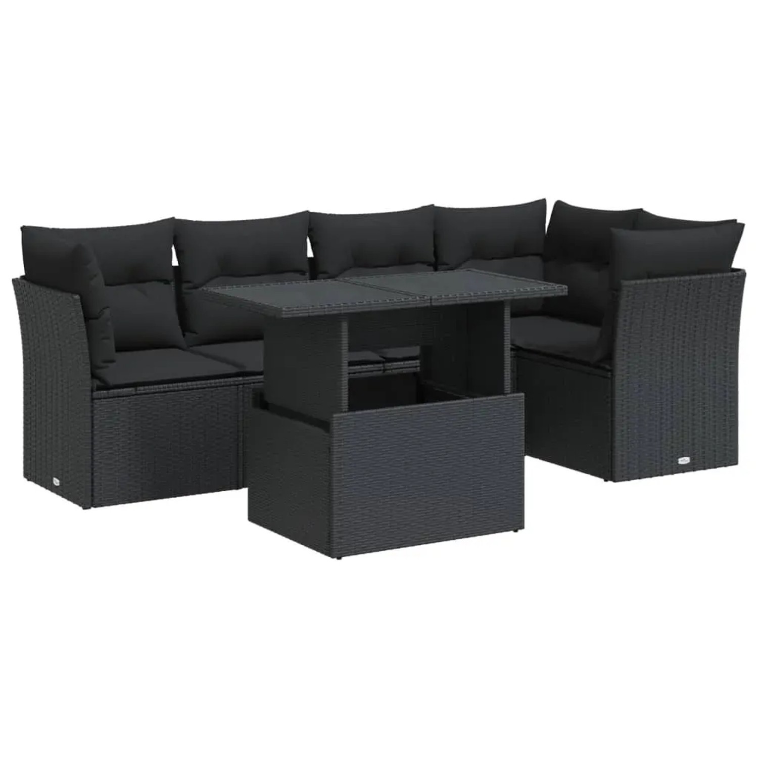 vidaXL 6-Tlg Garten-Sofagarnitur mit Kissen Schwarz Poly Rattan 3326156 günstig online kaufen