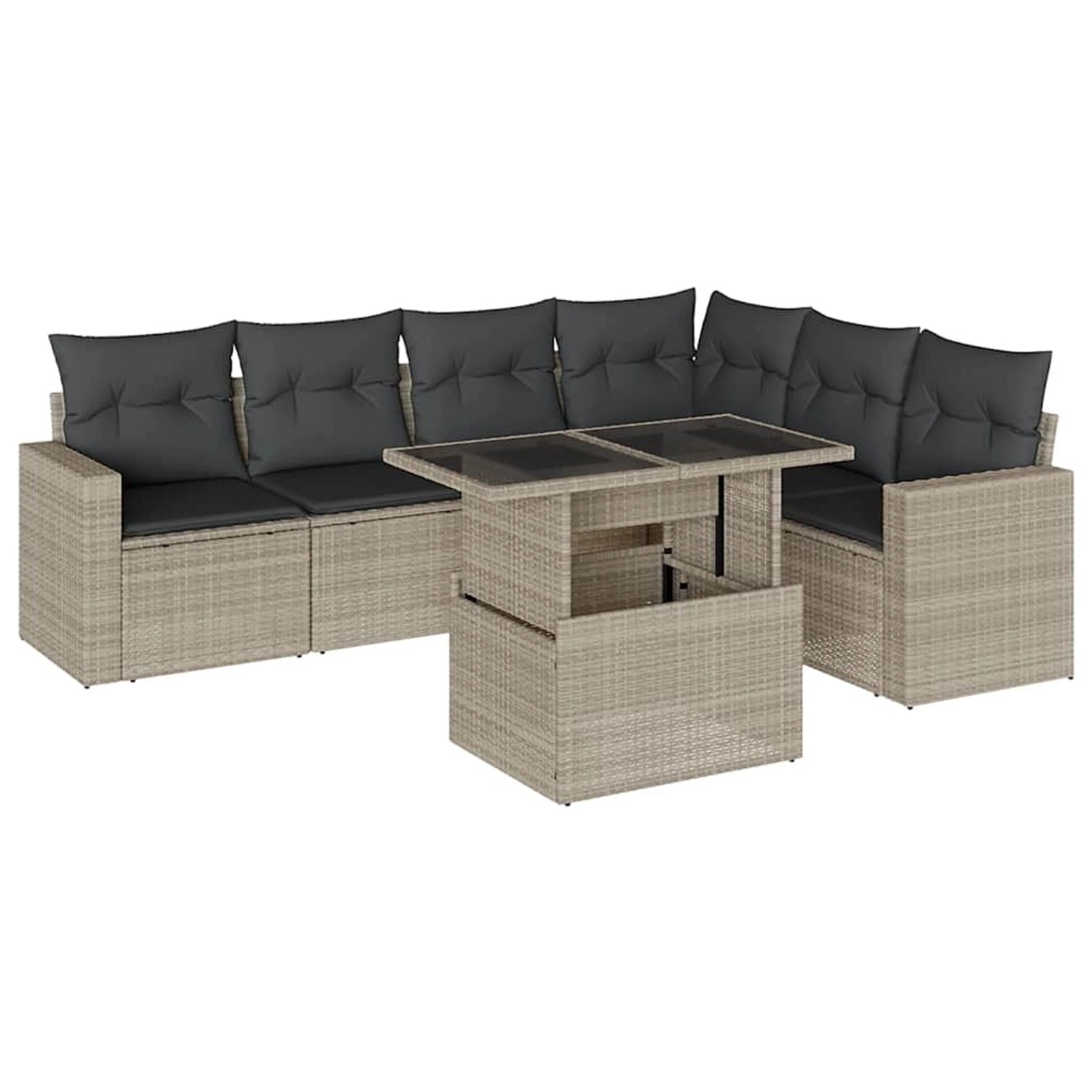 vidaXL 7-Tlg Garten-Sofagarnitur mit Kissen Hellgrau Poly Rattan 3267302 günstig online kaufen