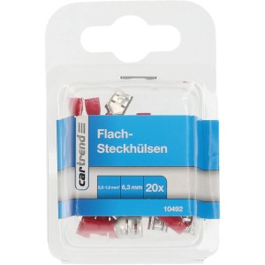 Cartrend Flachsteckhülsen, rot, 6,3 mm, 20 Stück im Blisterpack für Autoelektrik.