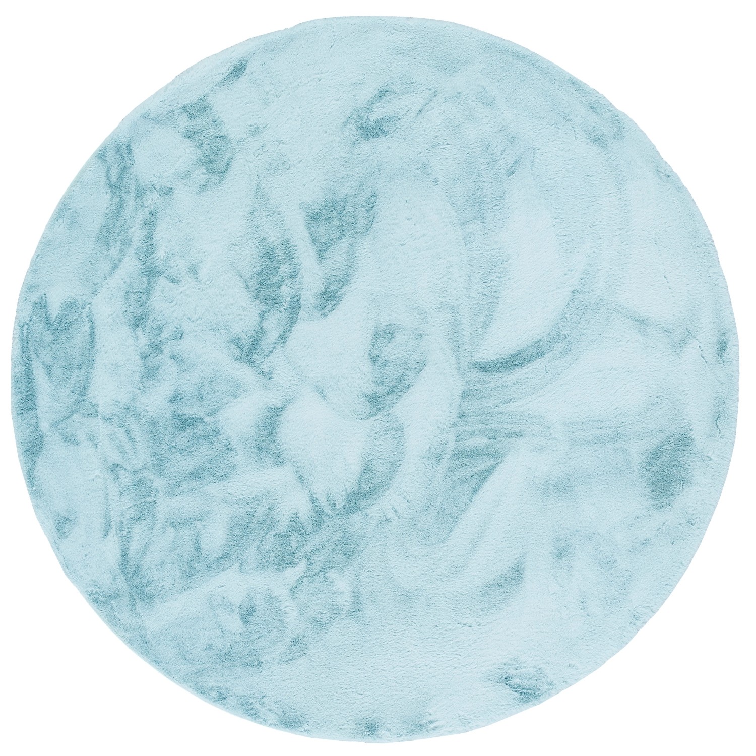 Runder, türkisfarbener Fellteppich (80x80cm) von Pergamon, super soft und luxuriös.