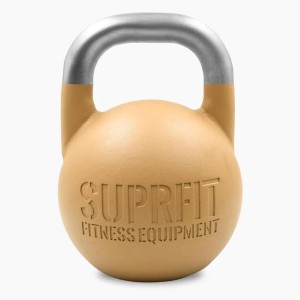 Suprfit Pro Competition Kettlebell 48 kg, beige mit silbernem Griff. Ideal für Krafttraining & Fitnessgeräte.