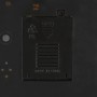 Rückseite der beleuchteten Weihnachtsdorf Szene: schwarzes Batteriefach aus Kunststoff mit 'OPEN' Aufschrift und PS-Symbol.