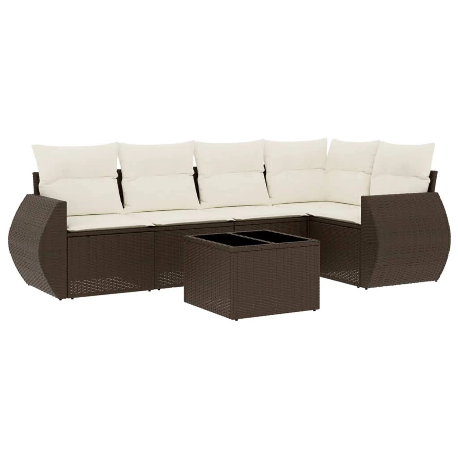 vidaXL 6-Tlg Garten-Sofagarnitur mit Kissen Braun Poly Rattan 3221342