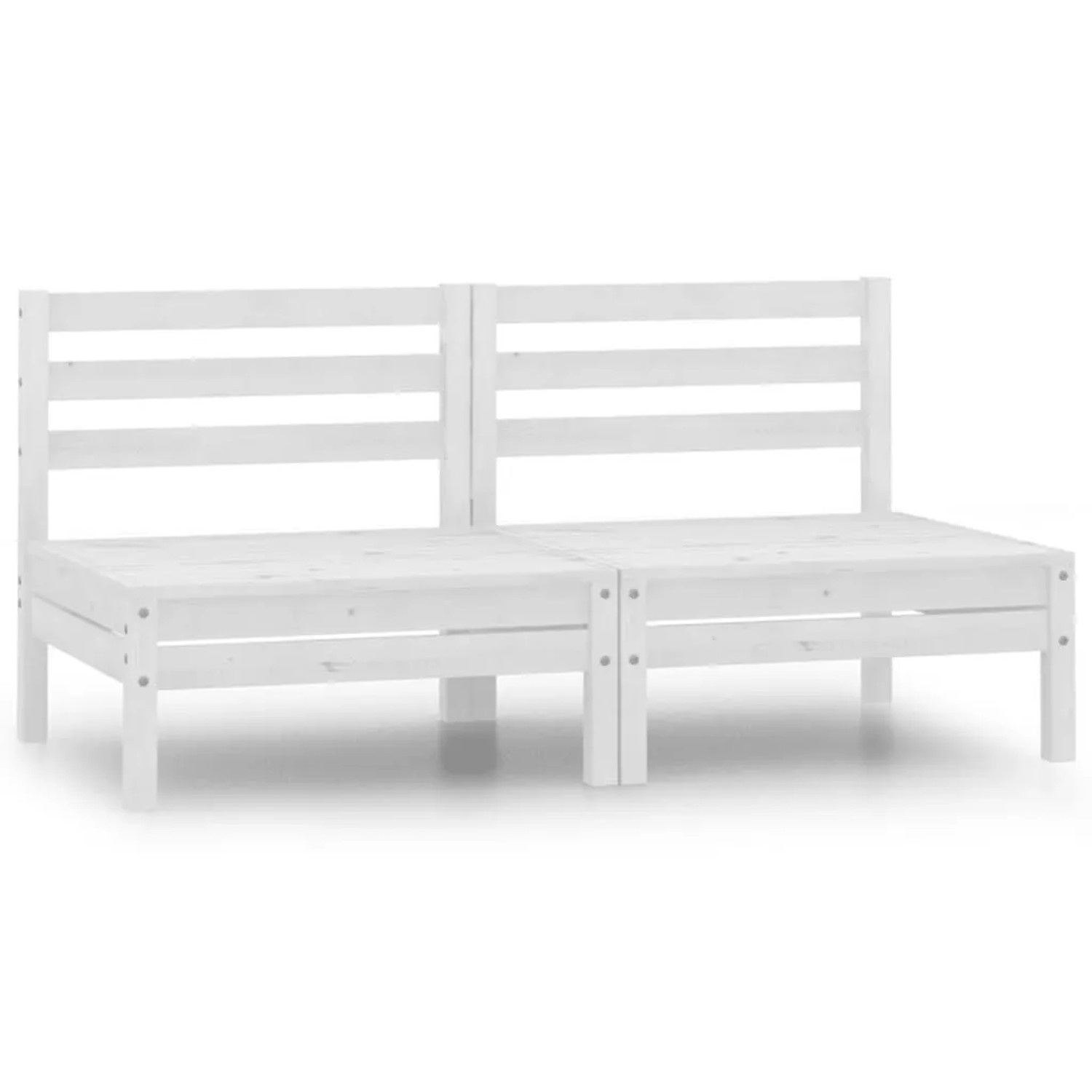 vidaXL 2-Sitzer-Gartensofa Weiß Kiefer Massivholz 3082373