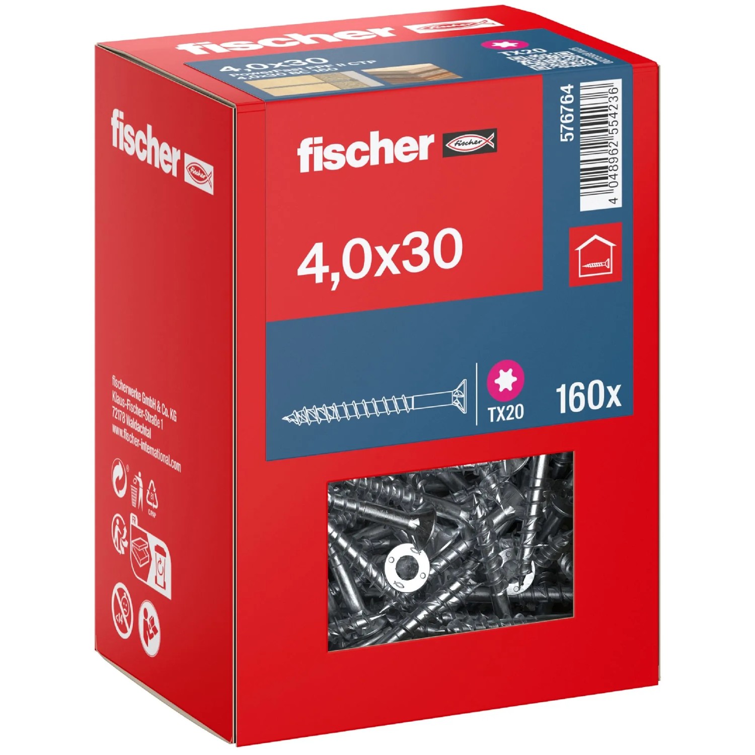 Fischer Schraube PowerFast II Senkkopf TX Teilgewinde Ø 4 x 30 mm 160 Stk