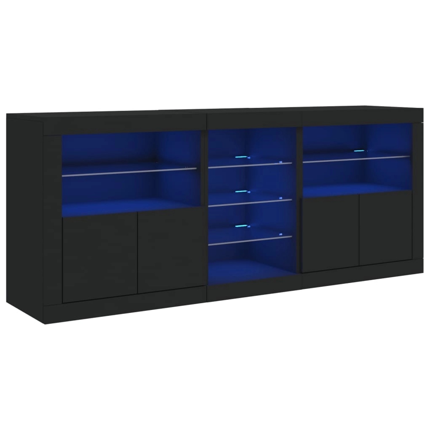 vidaXL Sideboard mit LED-Leuchten Schwarz 181,5x37x67 cm 3209038 günstig online kaufen