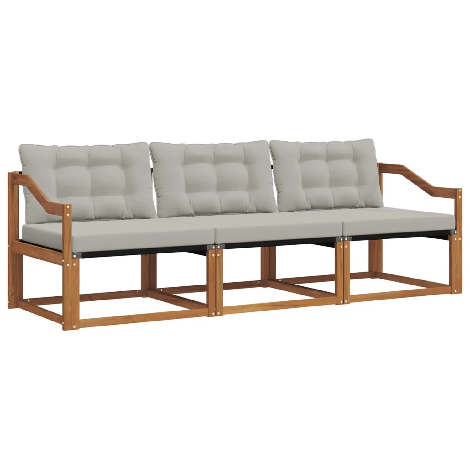 vidaXL Outdoor-Sofagarnitur mit Kissen 3-Tlg Natur und Hellgrau 3369154