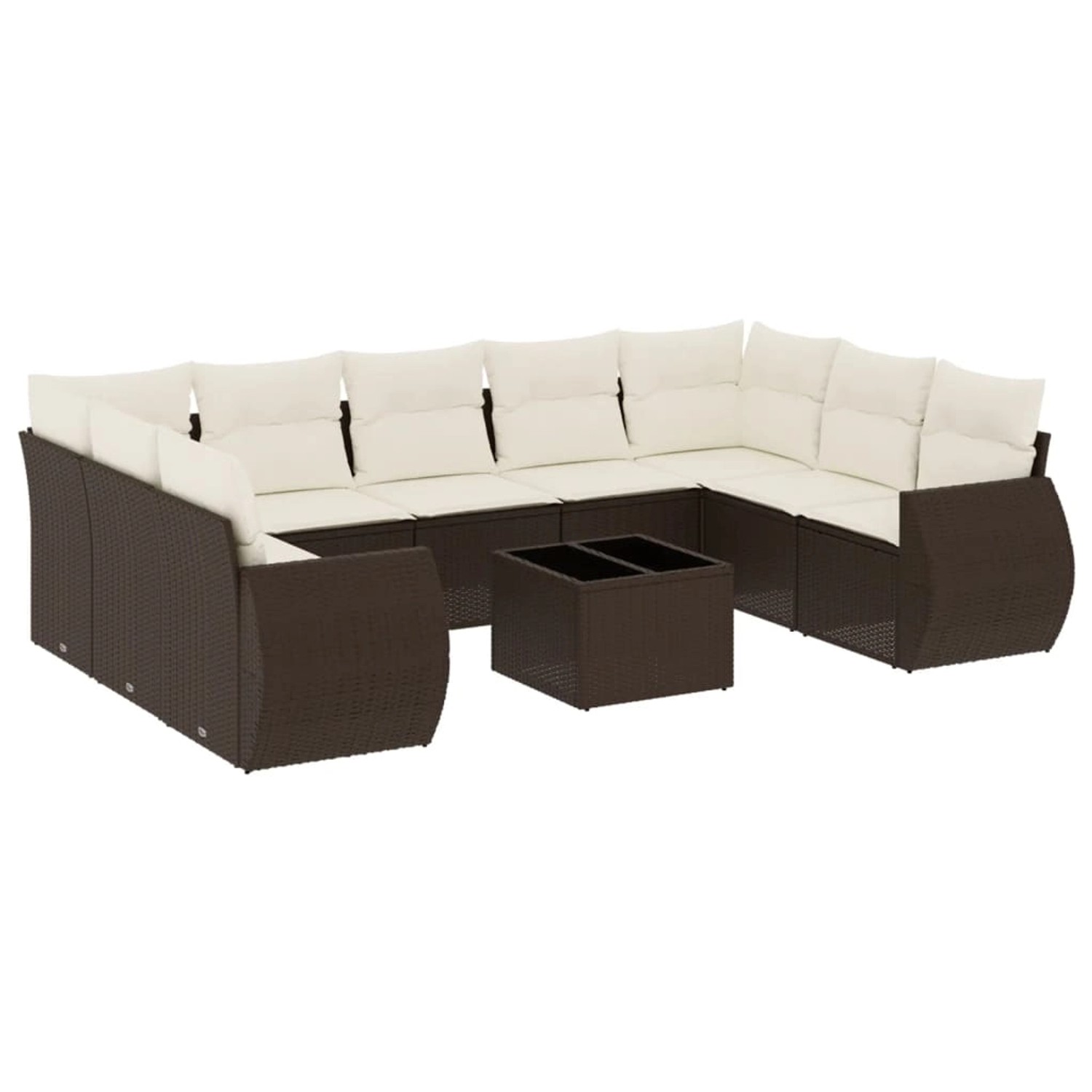 vidaXL 10-Tlg Garten-Sofagarnitur mit Kissen Braun Poly Rattan 3254150 günstig online kaufen