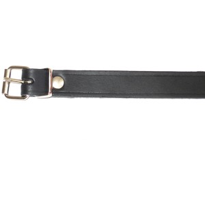 Schwarzes Heim Hundehalsband aus Softleder, 12 mm breit und 32 cm lang.