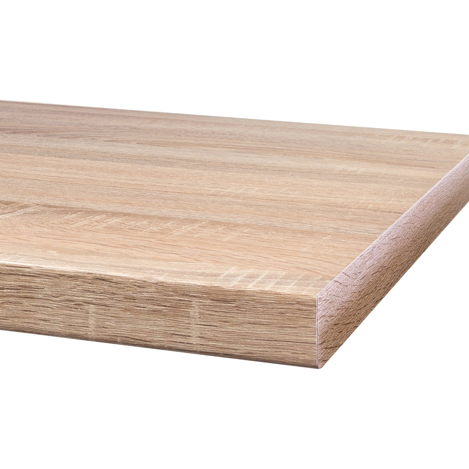 Flex-Well Arbeitsplatte Sonoma Eiche, 210x60 cm, 3,8 cm stark. Küchenarbeitsplatte mit abgerundeter Kante.