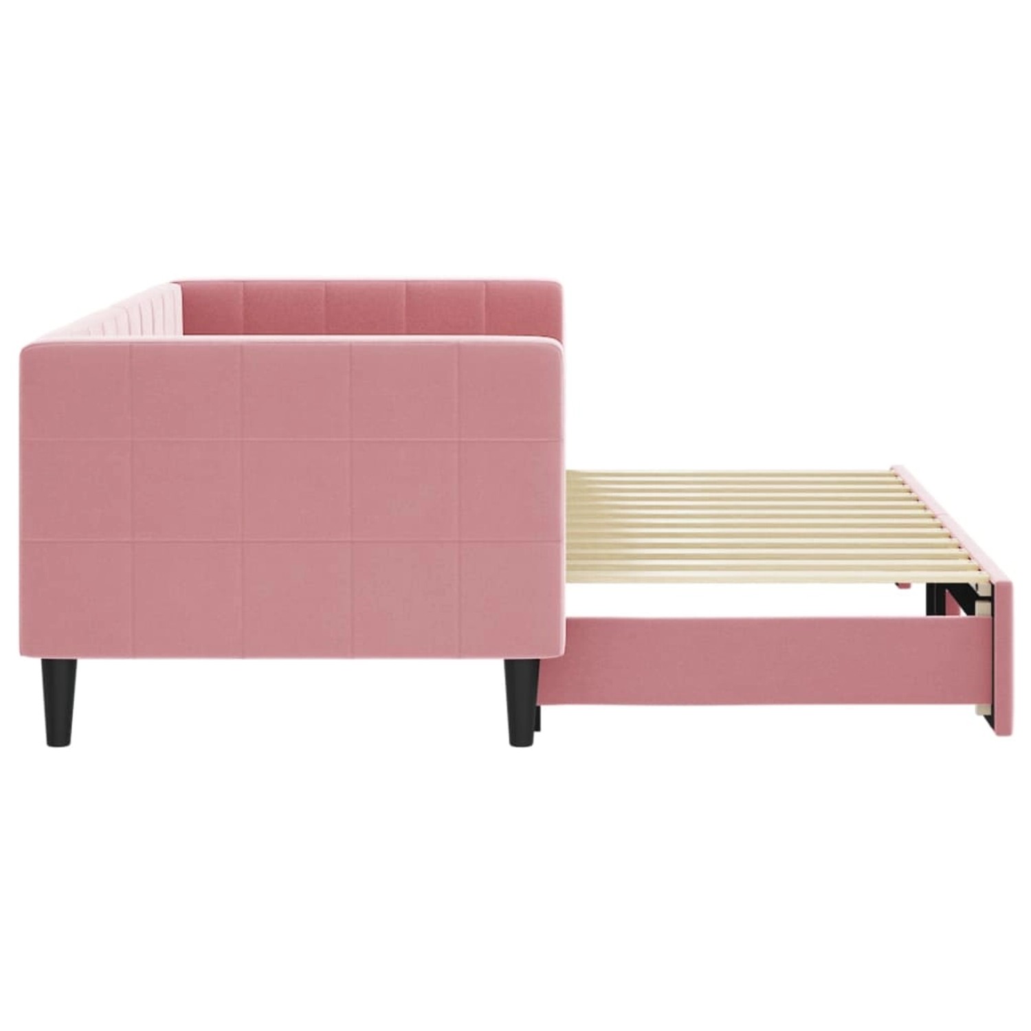 Ausziehbares Tagesbett in Rosa Samt (80x200 cm) von vidaXL. Bett mit Rollbettfunktion.
