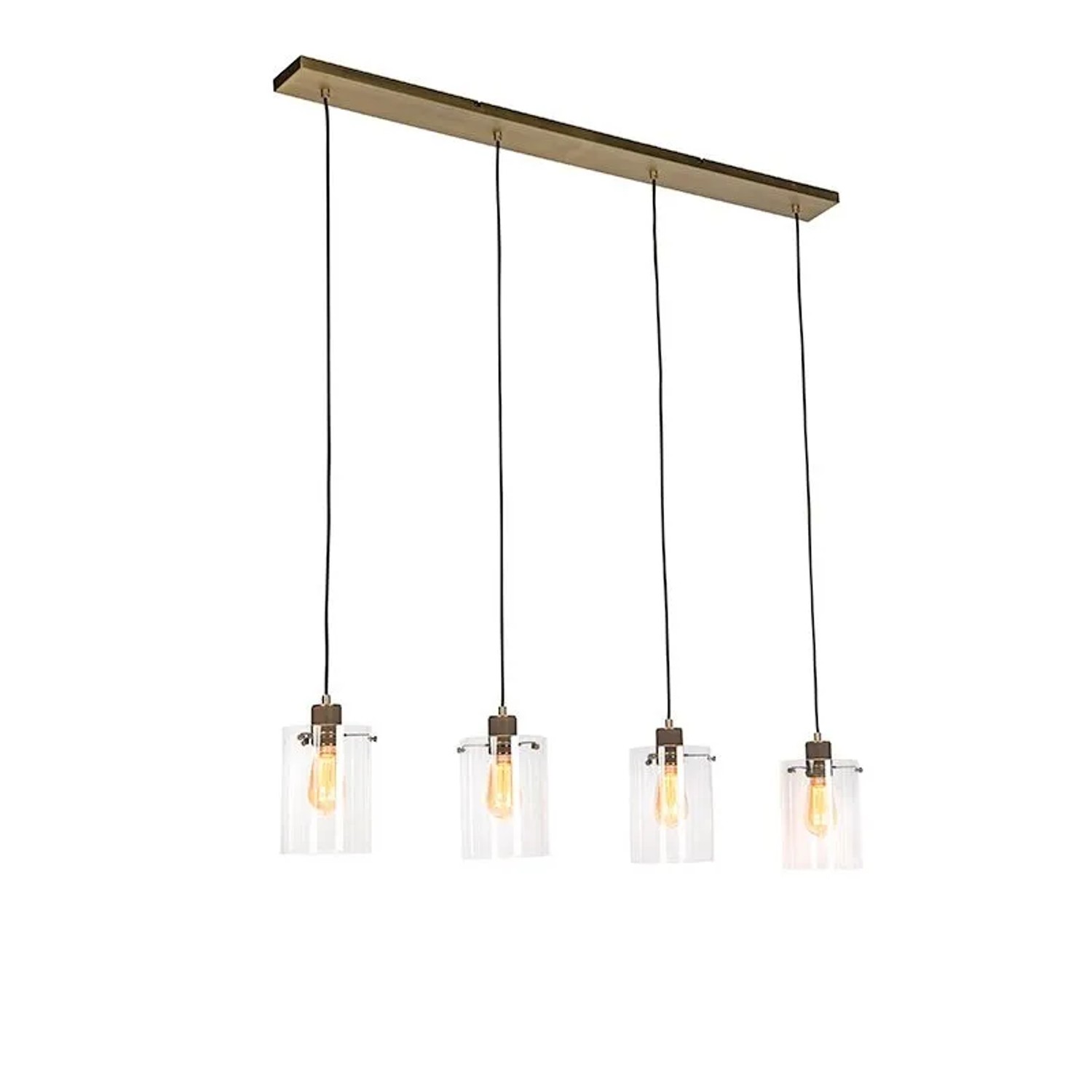 QAZQA Skandinavische Hängelampe Bronze mit Glas 4 Licht Kuppel
