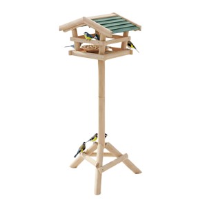 Relaxdays Vogelfutterhaus Tannenholz Grün mit Ständer 100 cm x 37 cm x 28 cm