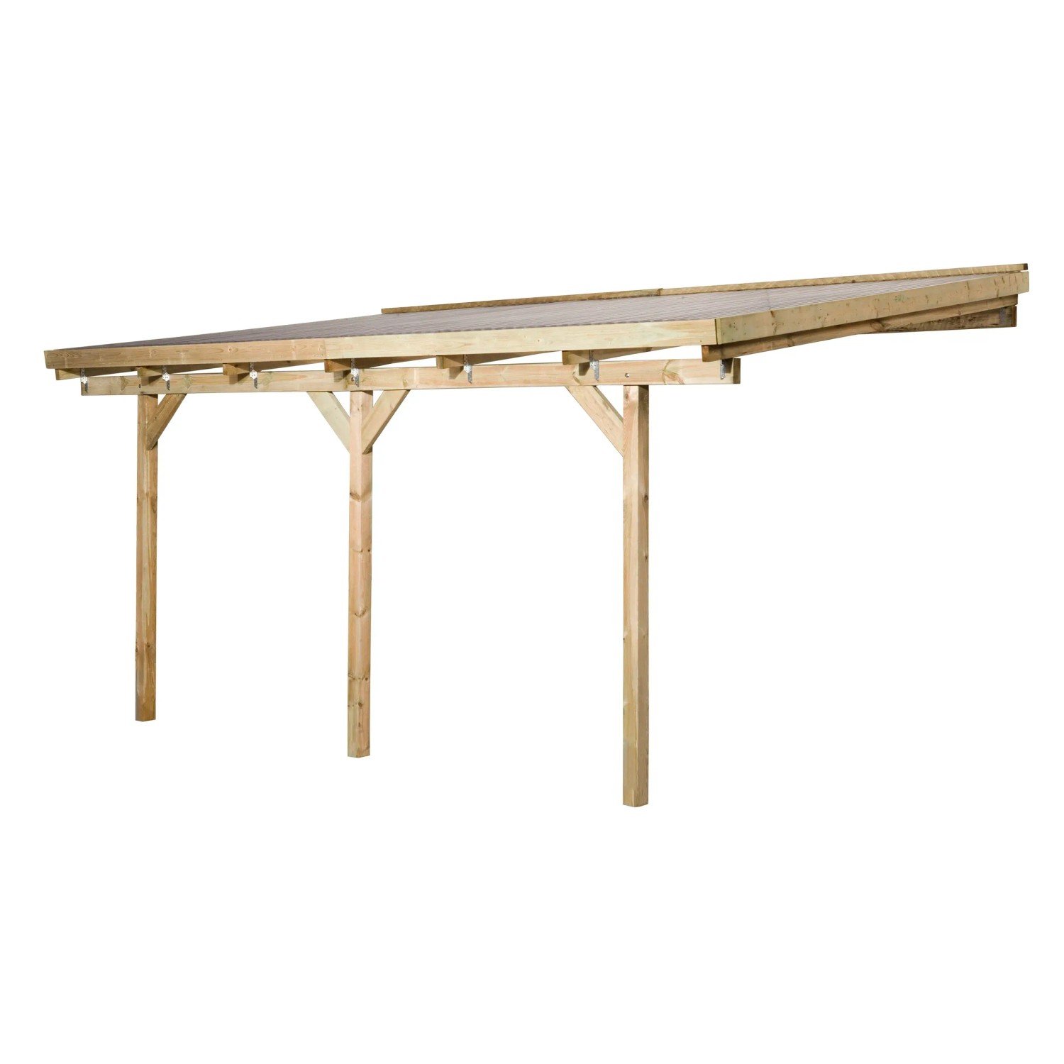 Weka Terrassenüberdachung Größe 2 aus Holz mit transparentem Dach.