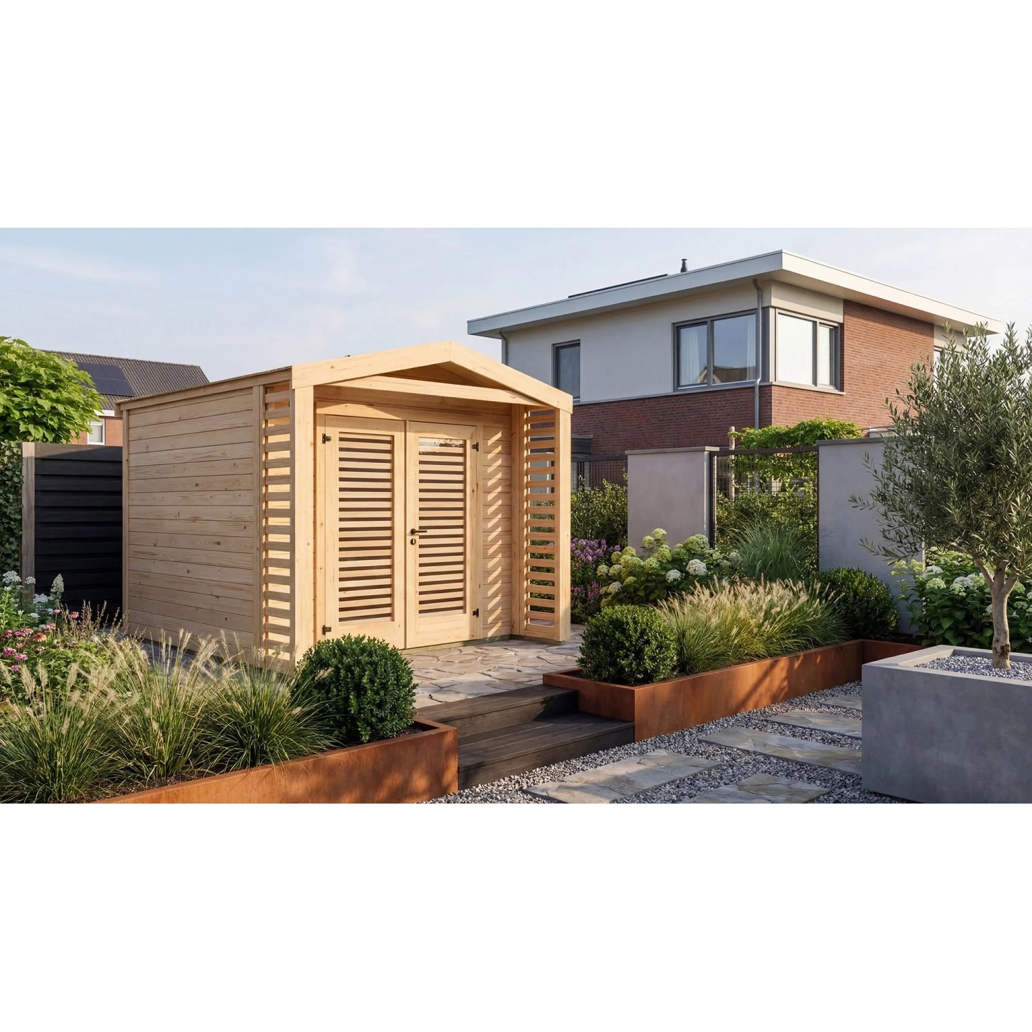 Weka Holz-Gartenhaus Killarney Satteldach Natur Unbehandelt 261 cm x 313 cm