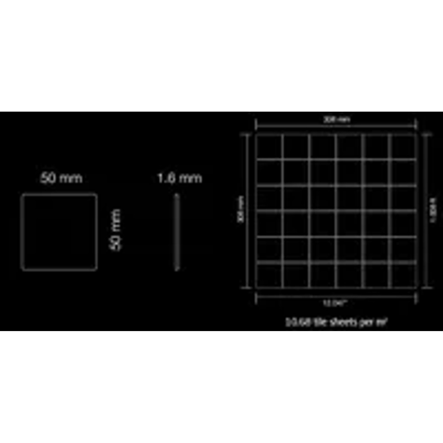 Detailansicht: Graue Edelstahl Mosaikfliese Cinquanta-s-s-m, hochglänzend, 50x50mm, 1,6mm dick.