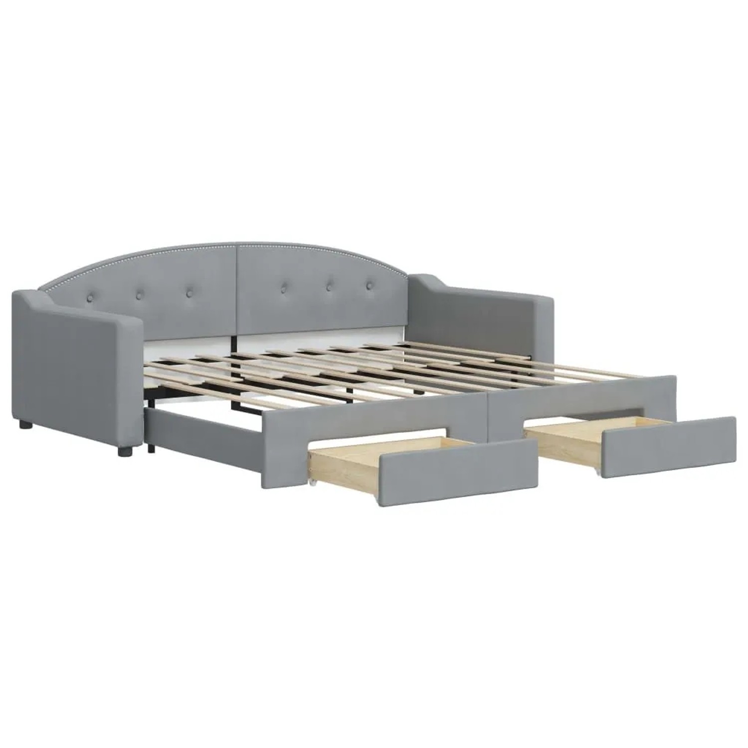 vidaXL Tagesbett Ausziehbar mit Schubladen Hellgrau 90x190 cm Stoff 3197576