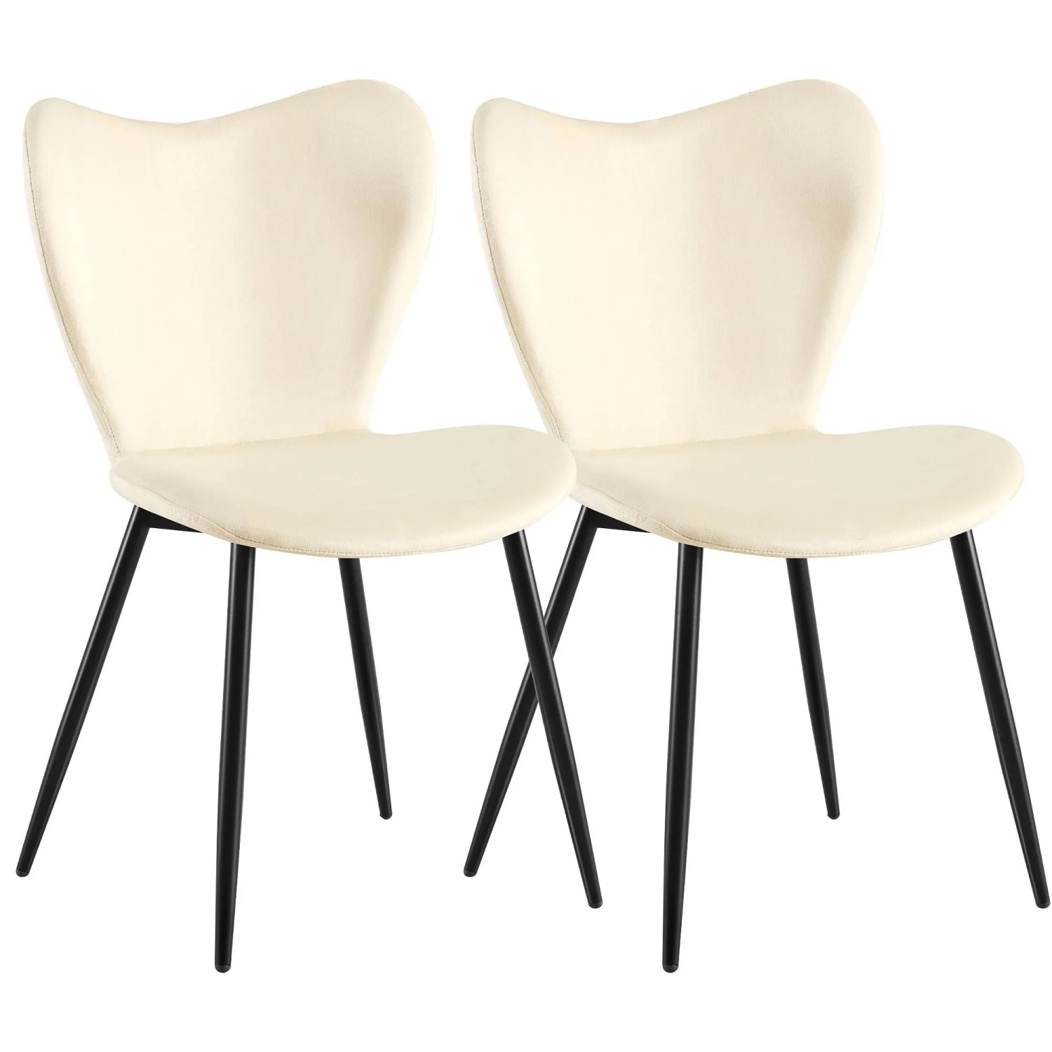 CLP 2er Set Esszimmerstühle Maika creme/Samt