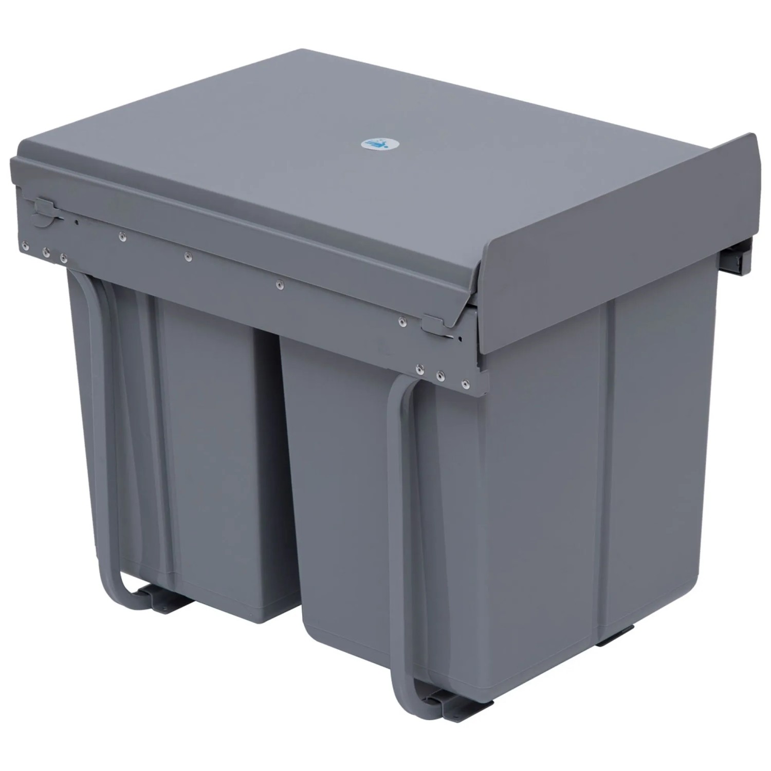 HOMCOM Einbaumülleimer Kunststoff Metall Grau 48L x 34,2B x 41,8H cm