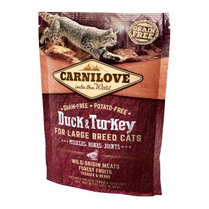 Carnilove Katzen-Trockenfutter Adult Large Breed Ente & Truthahn, getreidefrei für große Katzenrassen.