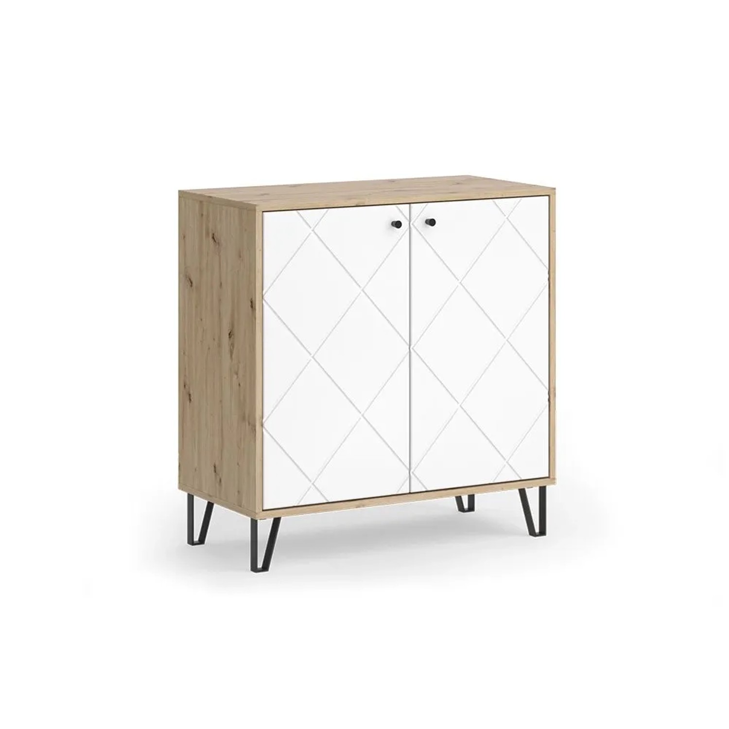 Vicco Kommode Nizza Artisan Weiß 80 x 83 mit 2 Türen Art Nr 57496