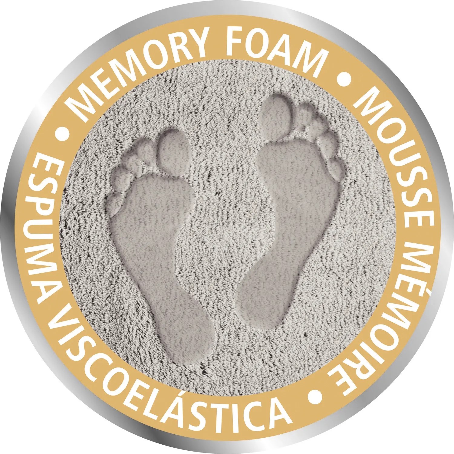 Detailaufnahme: Memory Foam Badteppich mit Fußabdruck-Motiv.