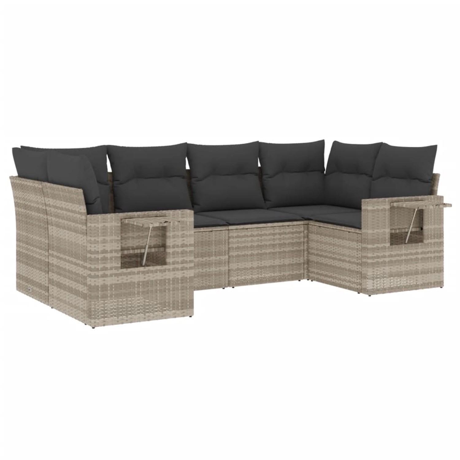 vidaXL 6-Tlg Garten-Sofagarnitur mit Kissen Hellgrau Poly Rattan 3252919 günstig online kaufen