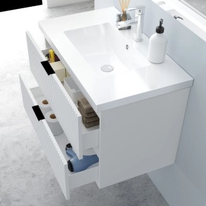 AICA Waschtisch mit Unterschrank 80 cm Morri Badmöbel Set 2 tlg. Waschbecken mit Unterschrank Weiß Matt Softclose