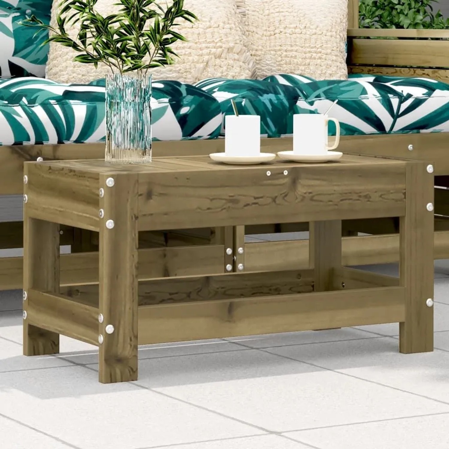 vidaXL Gartenhocker aus imprägniertem Kiefernholz, 62x30x32 cm, ideal als Sitzhocker oder Beistelltisch.