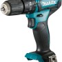 Makita 12 V Akku-Schlagbohrschrauber HP333DZ Solo, blau-schwarz, mit Bohrfutter und Gürtelclip.