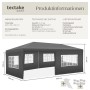 Tectake Pavillon Novara 6 x 3 M Im Stecksystem 5 Abnehmbare Seitenteile 600 x 300 x 250 cm Grau_6