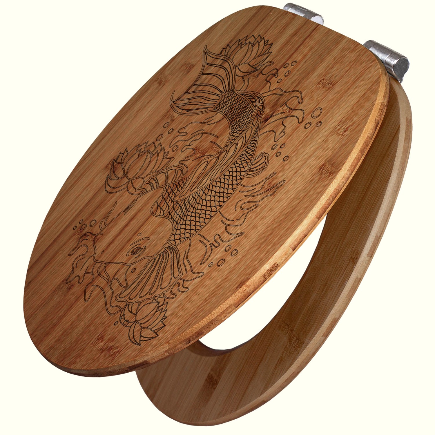 Banjado WC Sitz Bambus Holz Mit Gravur Toilettendeckel Mit Absenkautomatik günstig online kaufen