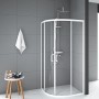 Aurlane Glasdusche Factory Rund, weiße Profile, 90x90x200 cm, mit Schiebetüren.