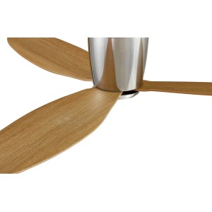 Energiespar Deckenventilator Airfusion Radar DC Chrom mit Teak-Flügeln, 132 cm Durchmesser.