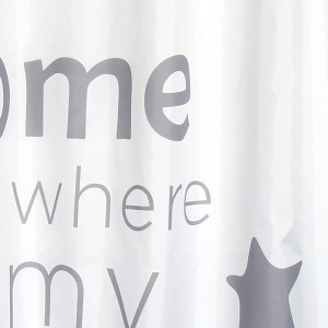MSV Duschvorhang Home, weiß-grau mit Schriftzug, 180x200 cm, Polyester.