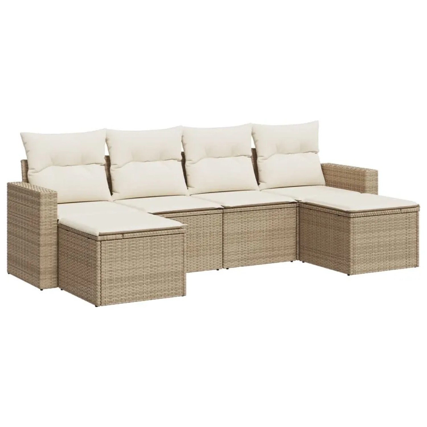 vidaXL 6-Tlg Garten-Sofagarnitur mit Kissen Beige Poly Rattan 3251655