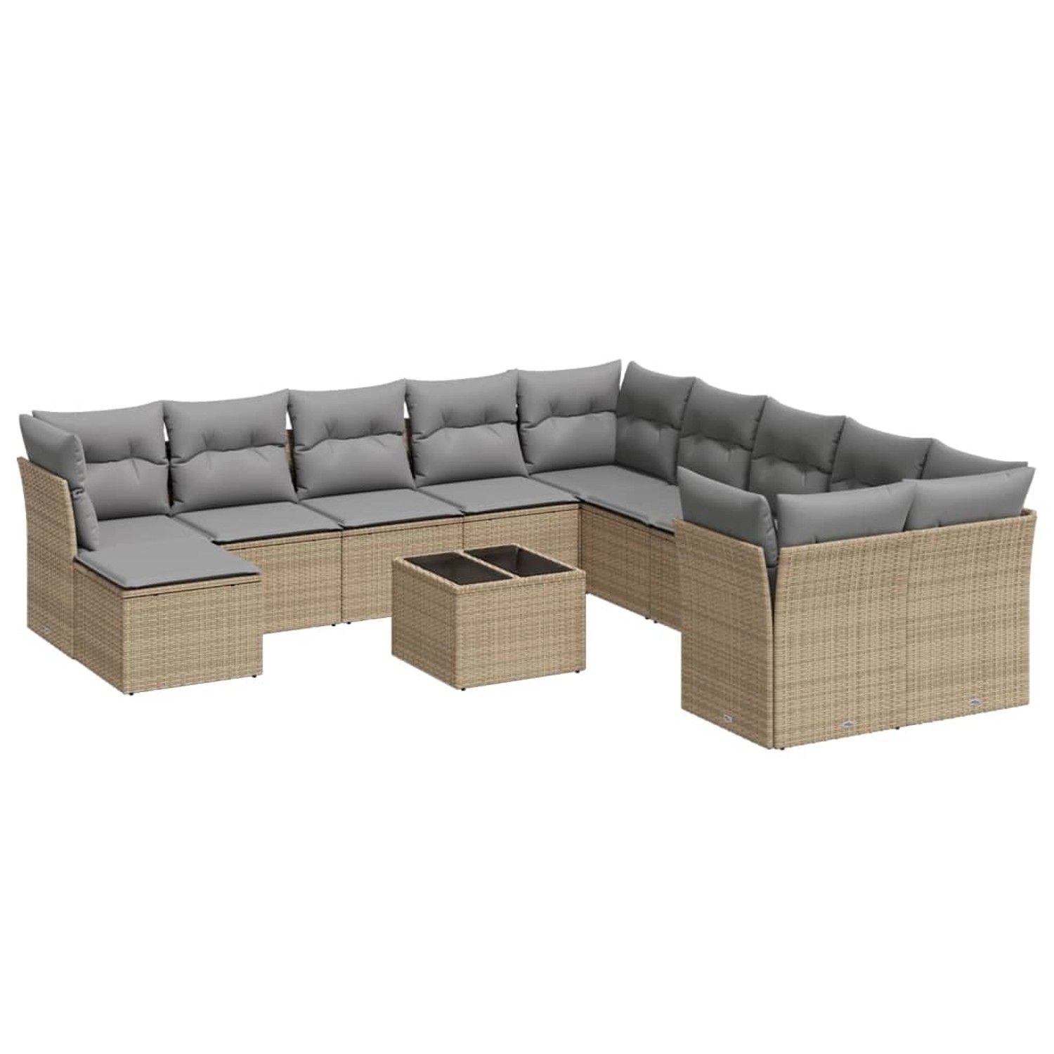 vidaXL 12-Tlg Garten-Sofagarnitur mit Kissen Beige Poly Rattan 3218619 günstig online kaufen