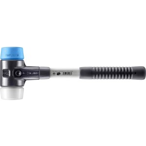 Halder Simplex Schonhammer 60mm mit blauem TPE-soft und weißem Superplastik Einsatz, Fiberglasstiel.