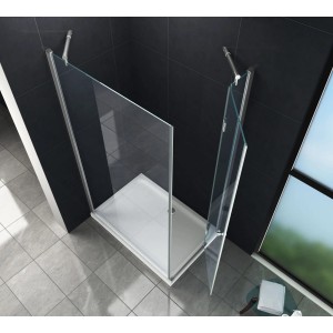 Glasdeals Duschkabine NOVUM SIDE 120x90, rahmenlose Dusche mit ESG Glas und komfortablem Einstieg.