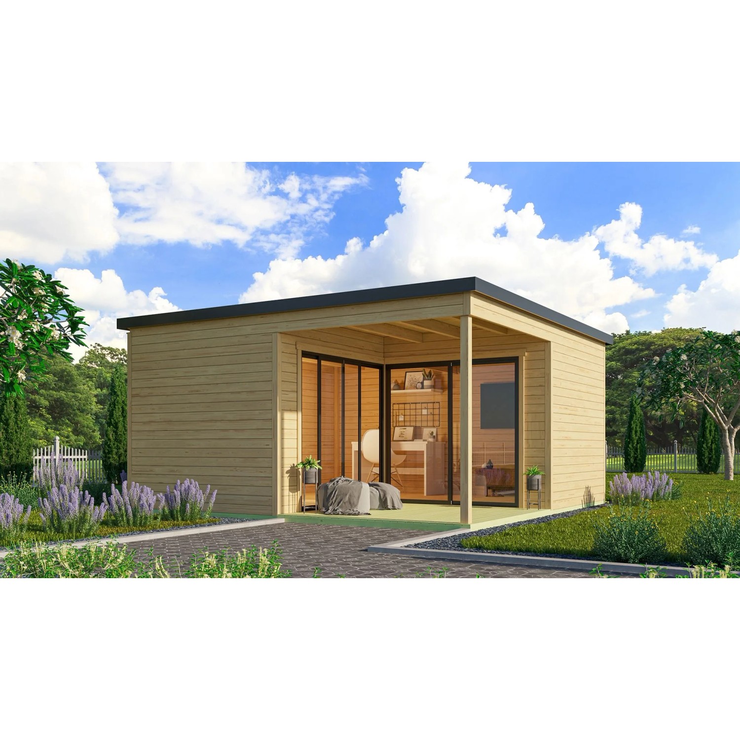 Lasita Gartenhaus Domeo 6 Loggia 500 cm x 500 cm Natur/Unbehandelt