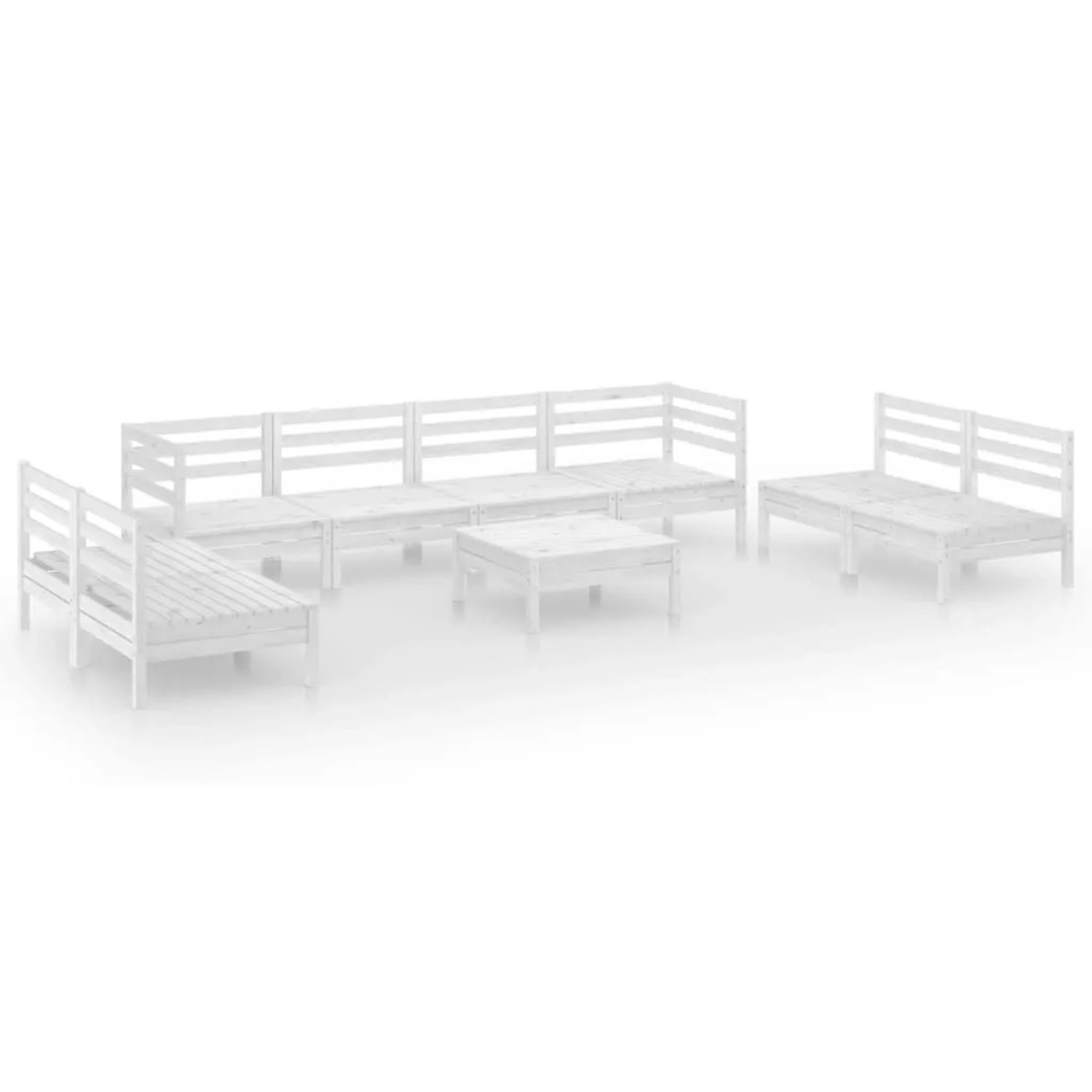 vidaXL 9-Tlg Garten-Lounge-Set Weiß Massivholz Kiefer 3082578