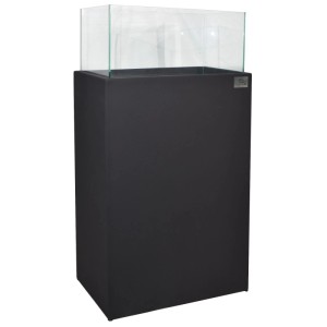 Schwarzes LAMORENDA Standwindlicht aus Fiberglas mit Glasaufsatz, 100 cm hoch. Für Kerzen, innen & außen.