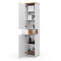 Vicco Badschrank Eden, weiß hochglanz/Artisan-Eiche, 40x184cm, mit Türen und Schublade.