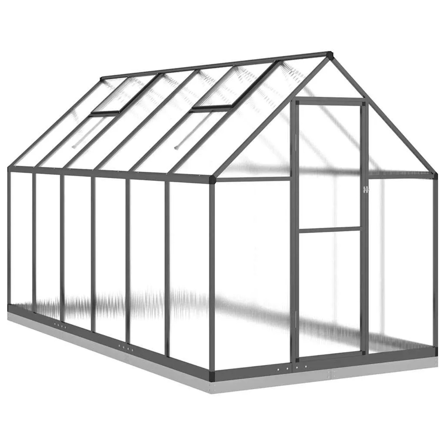 vidaXL Gewächshaus mit Fundamentrahmen Anthrazit 334x169x202 cm Alu 3266331