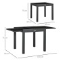 Outsunny Gartentisch, Aluminium, schwarz, ausziehbar von 80 auf 160 cm, mit Maßangaben.