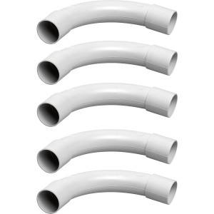 5er-Set graue Isolierbögen EN 25 für Leerrohre, 90-Grad-Winkel.